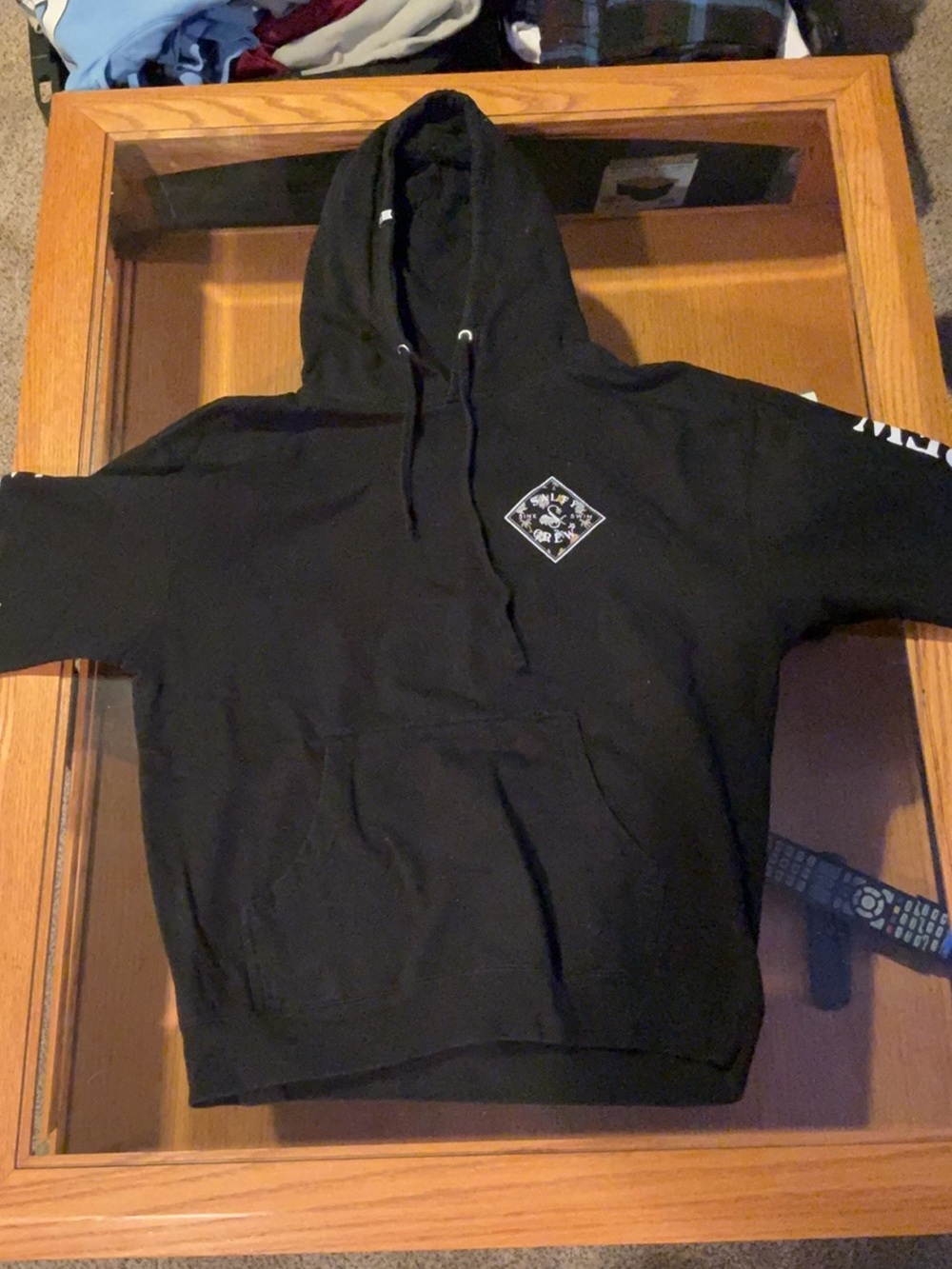 Salty Crew Black Zip-Up Hoodie with Chest Diamond Logo